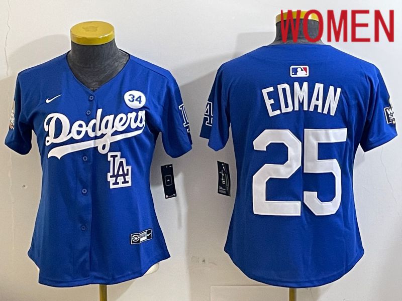 Women Los Angeles Dodgers #25 Edman Blue Game 2024 Nike MLB Jersey style 11214->women mlb jersey->Women Jersey